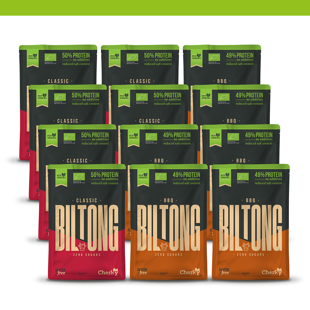 PACK 12 · ECO · biltong cuts · SELECCIÓN (2x6)