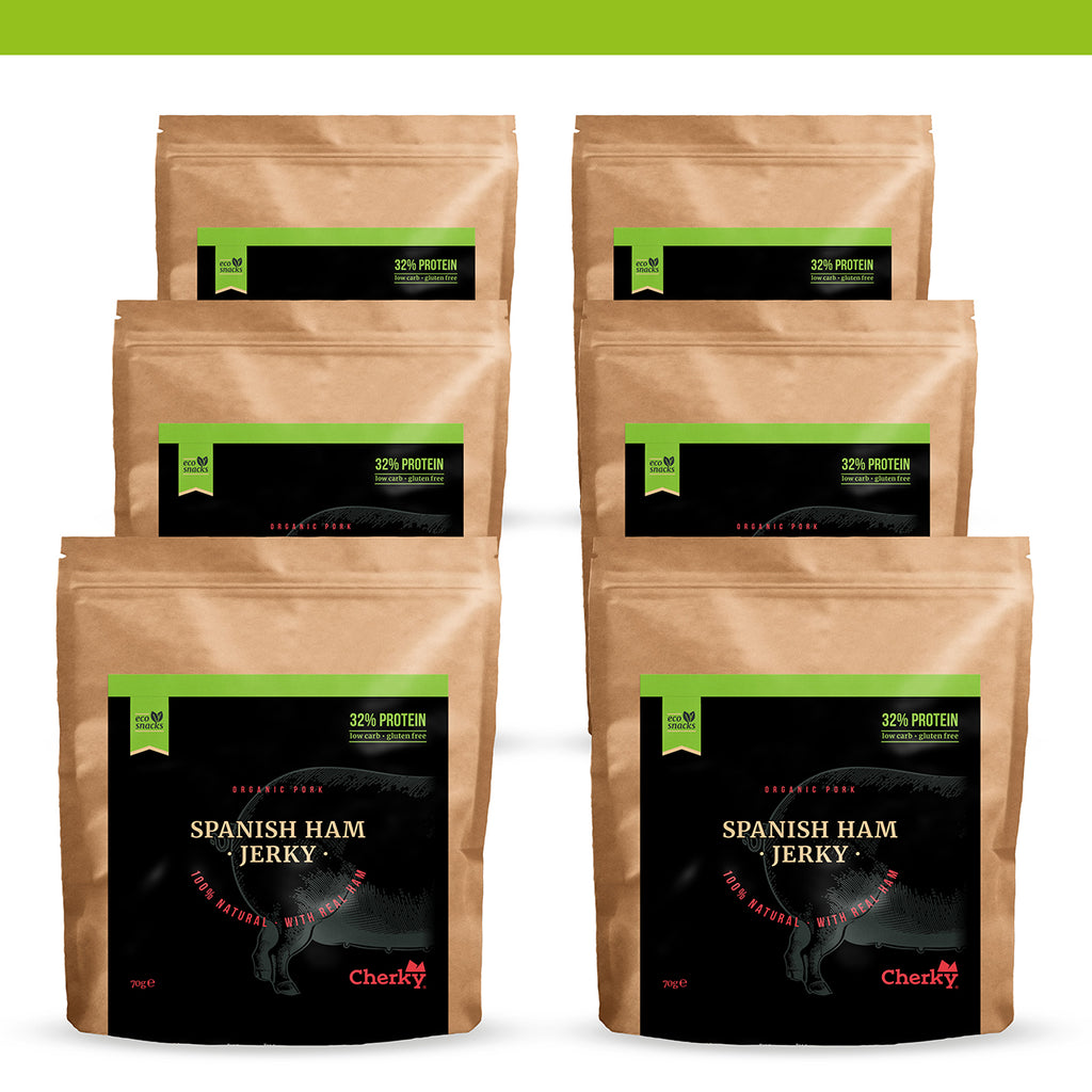 PACK 6 · ECO · pork jerky · SPANISH HAM · 70g