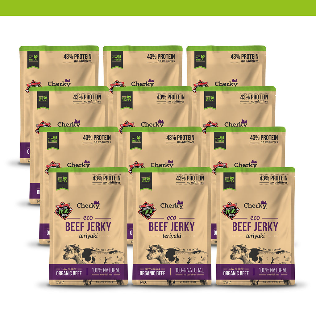 PACK 12 · ECO · beef jerky · TERIYAKI