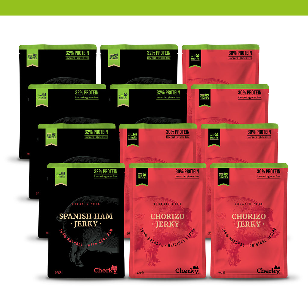 PACK 12 · ECO · pork jerky · SELECCIÓN (2x6)